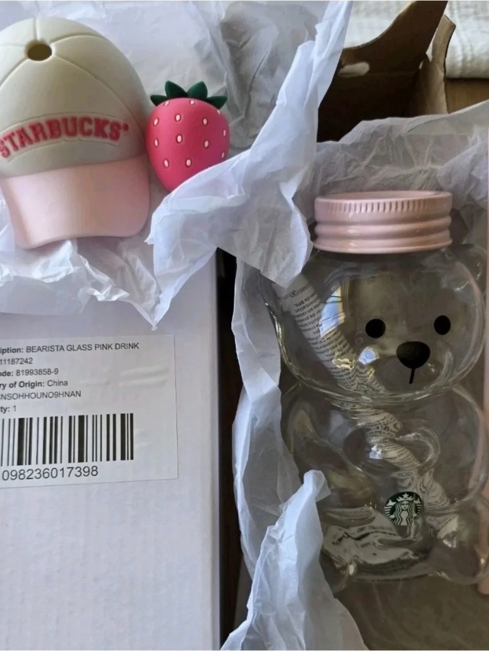 Starbucks Strawberry Bear Bottle with Pink Accent